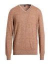 Fedeli Cashmere Man Sweater Brown Size 48 Cashmere, Linen In Brown