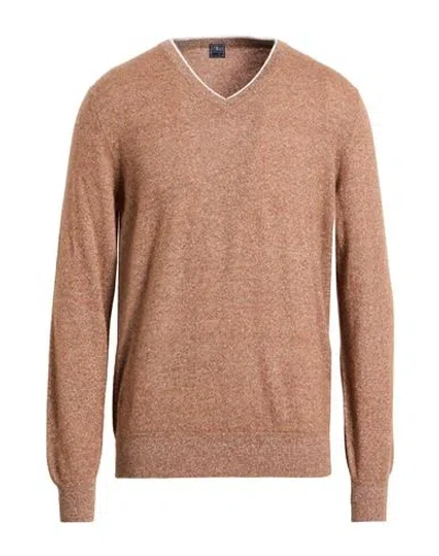Fedeli Cashmere Man Sweater Brown Size 48 Cashmere, Linen