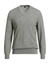 Fedeli Cashmere Man Sweater Sage Green Size 46 Cashmere, Linen In Gray