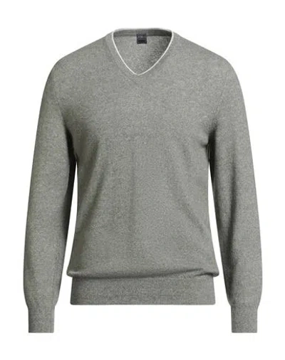 Fedeli Cashmere Man Sweater Sage Green Size 46 Cashmere, Linen In Gray