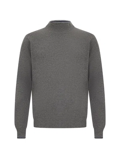 Fedeli Cashmere Mock-neck Sweater In Gray