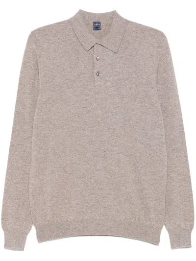 Fedeli Cashmere Polo Shirt In Grey