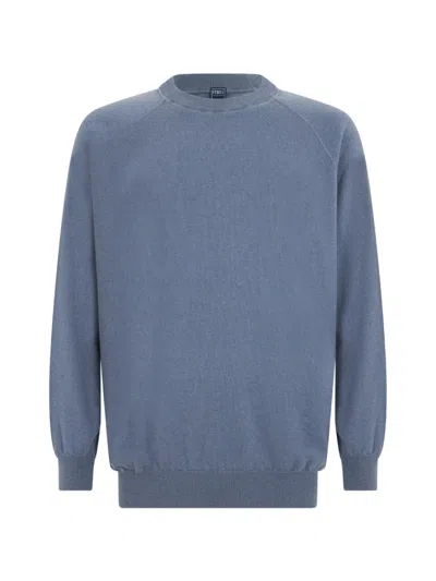 Fedeli Cashmere Raglan-sleeve Sweater In Blue