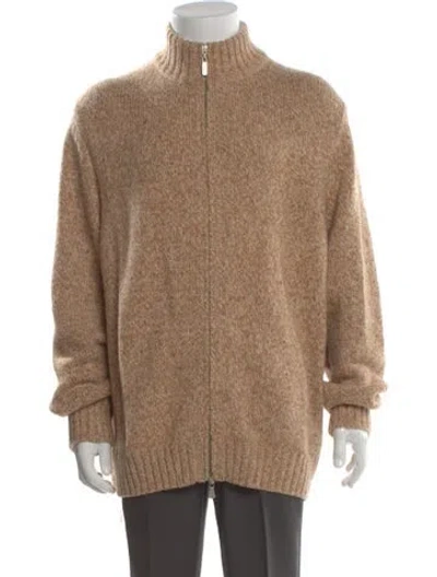 Pre-owned Fedeli Cashmere Turtleneck Cardigan In Neutral