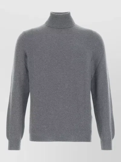 Fedeli Cashmere Turtleneck Sweater Long Sleeves In Gray