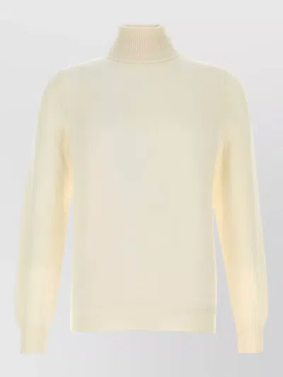 Fedeli Cashmere Turtleneck Sweater Long Sleeves In Neutral