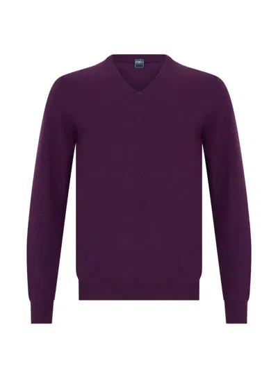 Fedeli Cashmere V-neck Sweater In Purple