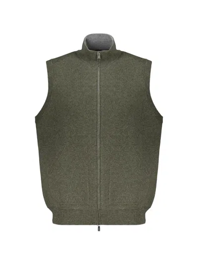 Fedeli Cashmere Zip-up Sleeveless Cardigan In Multi