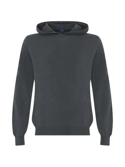 Fedeli Cashmere-knit Hoodie In Gray