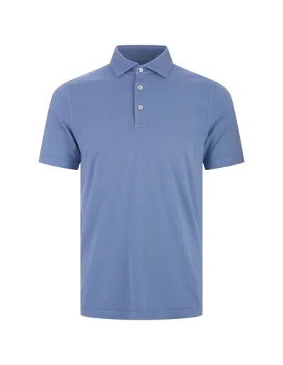 Fedeli Cerulean Blue Polo Shirt In Organic Cotton
