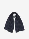 Fedeli Checkered Pattern Scarf In Navy Blue