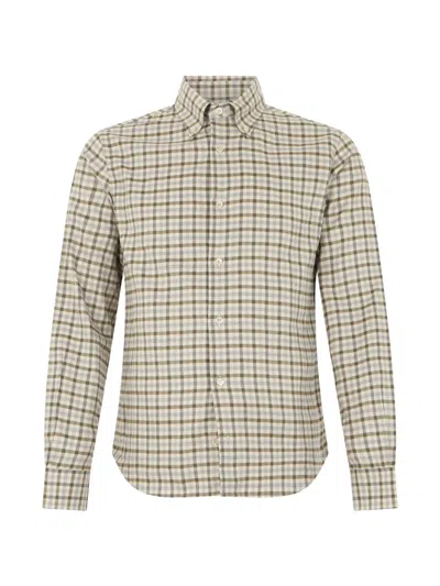 Fedeli Check-pattern Long-sleeve Shirt In Neutral