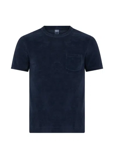 Fedeli Chest-pocket Cotton T-shirt In Blue