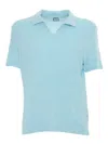 Fedeli Classic Short-sleeved Knitted Polo In Blue