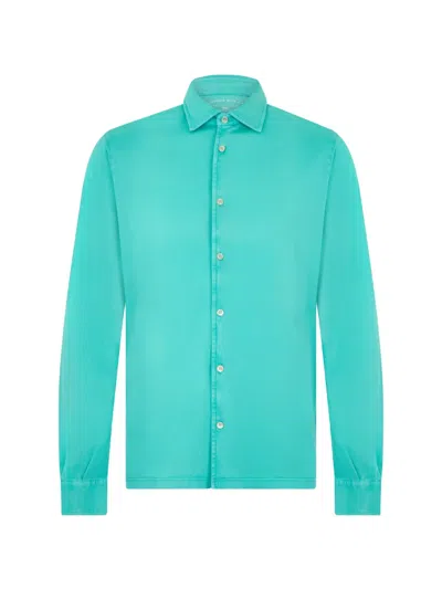 Fedeli Classic-collar Long-sleeve Shirt In Blue