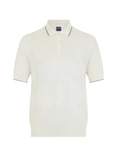 Fedeli Contrast-trim Short-sleeve Polo Shirt In White