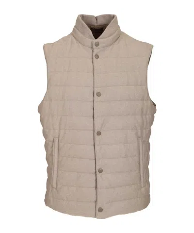 Fedeli Gilet Trapuntato Flanellina Automatici Corvara Knitwear Beige In Brown