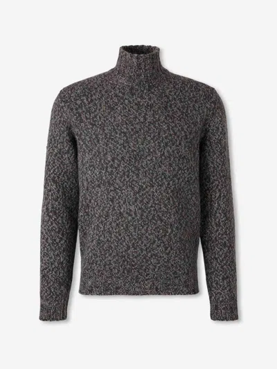 Fedeli High-neck Cotton Sweater In Gray