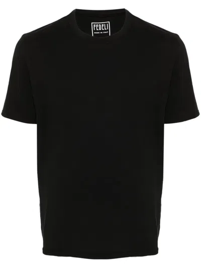 Fedeli Cotton Jersey T-shirt In Black