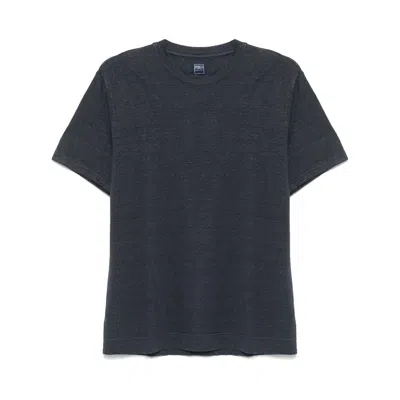 Fedeli Cotton Linen T Shirts In Blue