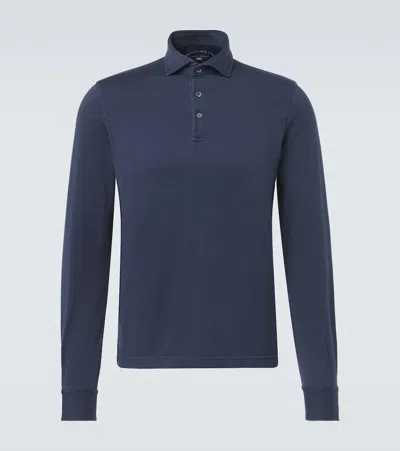 Fedeli Cotton Piqué Polo Shirt In Blue