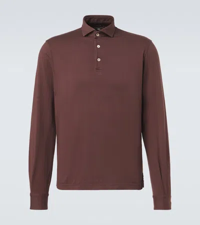 Fedeli Cotton Piqué Polo Shirt In Burgundy