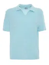 Fedeli Classic Short-sleeved Knitted Polo In Blue