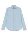 Fedeli Classic-collar Cotton Shirt In Blue