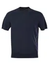 Fedeli Garment-dyed Black Crew-neck T-shirt In Organic Cotton