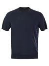 Fedeli Garment-dyed Black Crew-neck T-shirt In Organic Cotton In Blu