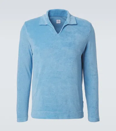 Fedeli Cotton Terry Polo Shirt In Blue