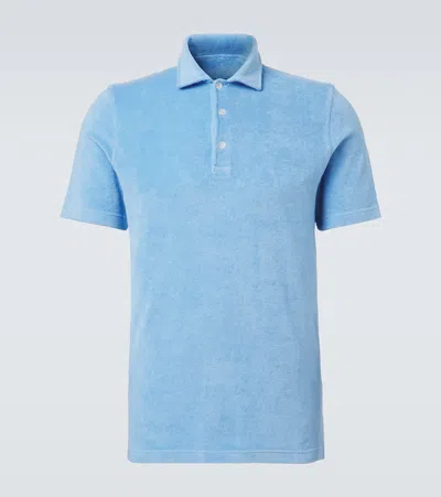 Fedeli Cotton Terry Polo Shirt In Blue