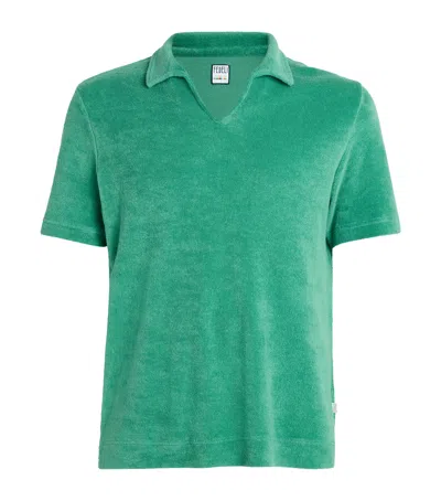 Fedeli Cotton Towelling Polo Shirt In Green