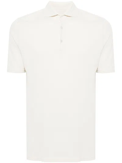 Fedeli Cream White Cotton Polo Shirt In Beige