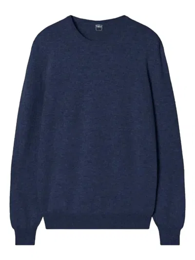Fedeli Crew-neck Cashmere Sweater In Blue