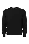 Fedeli Man Black Cashmere Pullover With Round-neck In Black
