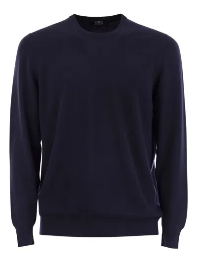 Fedeli Crew-neck Knit Sweater In Blue