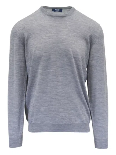 Fedeli Crew-neck Long-sleeve Jumper In Grey