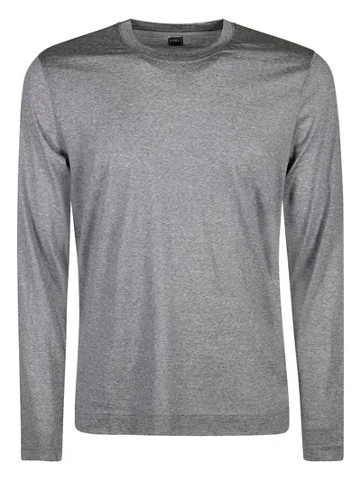 Fedeli Crew-neck Long-sleeve T-shirt In Gray