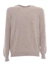 Fedeli Crew-neck L/s Knitted Sweater Man In Beige