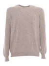 Fedeli Crew-neck L/s Knitted Sweater Man In Beige