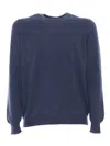 Fedeli Crew-neck L/s Knitted Sweater Man In Blue