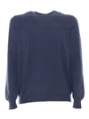 Fedeli Cotton Crew Neck Sweater In Blue