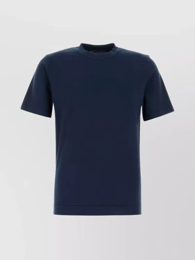 Fedeli Crew Neck Plain Design Short Sleeves T-shirt In Blue