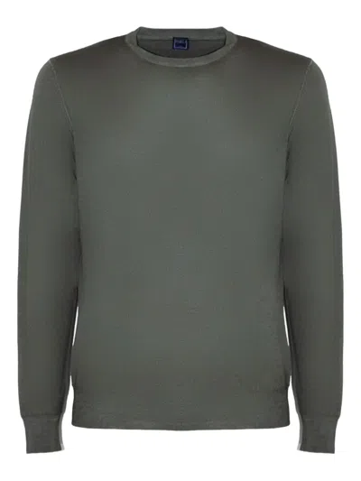 Fedeli Crew-neck Ribbed-trim Sweater In Gray