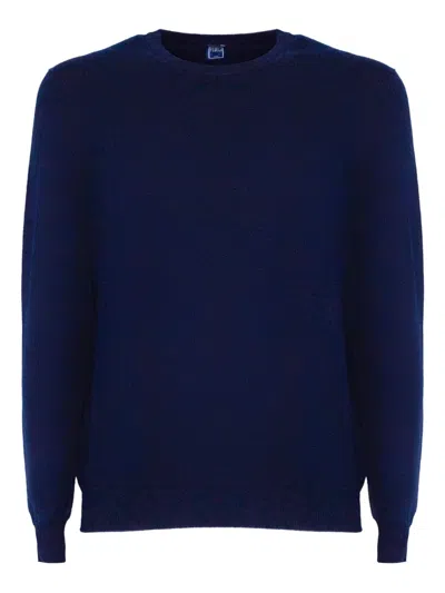 Fedeli Crew-neck Ribbed-trims Sweater In Blue