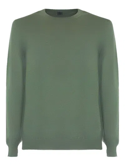 Fedeli Crew-neck Ribbed-trims Sweater In Green