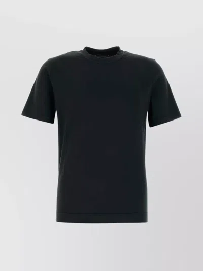 Fedeli Crew Neck Short Sleeves Cotton T-shirt In Black