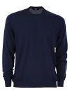 Fedeli Cotton Crew Neck Sweater In Blue
