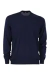 Fedeli Cotton Crew Neck Sweater In Blue